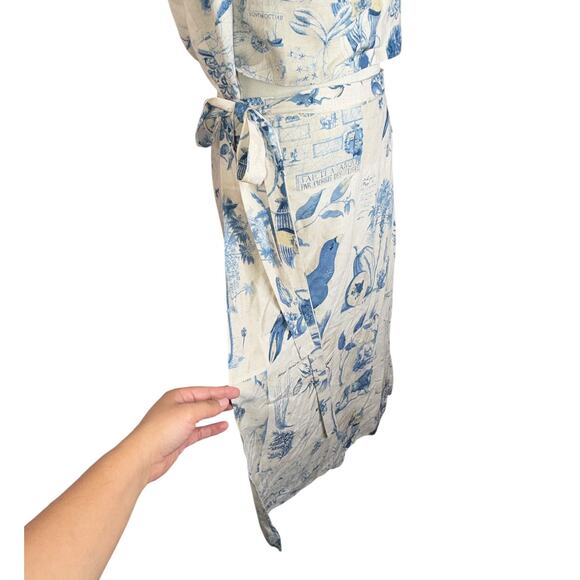 Reformation Umbria Midi Wrap Dress Size 12 Vacation Summer Lightweight Linen - Picture 7 of 12